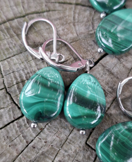 Malachit náušnice kvapky