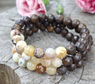 Bronzit, opál náramok