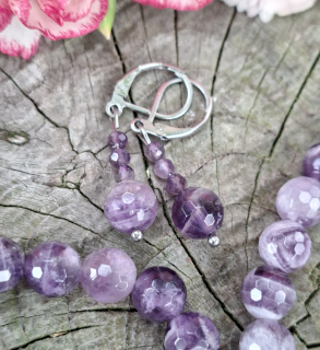 Ametyst náušnice fazetované 