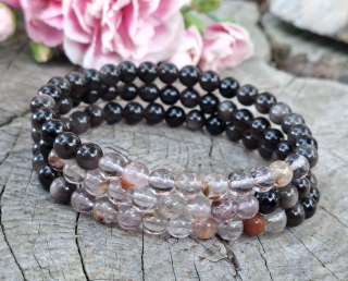 Ametyst fantóm, strieborný obsidián pánsky náramok