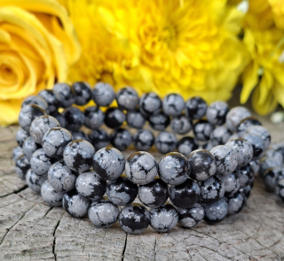 Obsidián snehová vločka náramok pre mužov