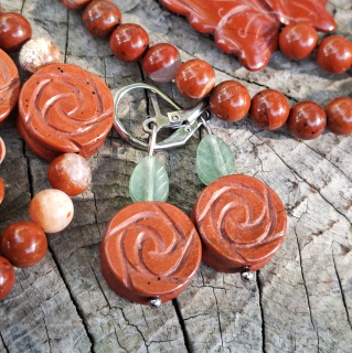 Jaspis červený náušnice ruža