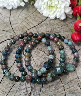 Achát indiánsky machový náramok so srdiečkom