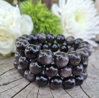 Strieborný obsidián náramok