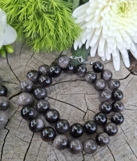 Strieborný obsidián náhrdelník