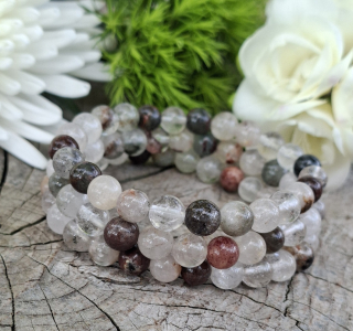 Lodolit fantomový krištáľ pánsky náramok