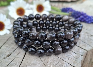 Strieborný obsidián náramok