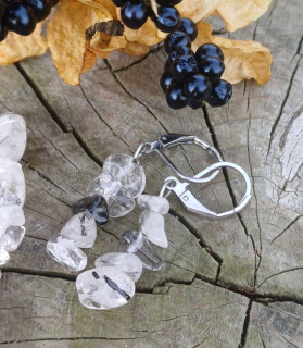 Krištáľ s turmalínom náušnice